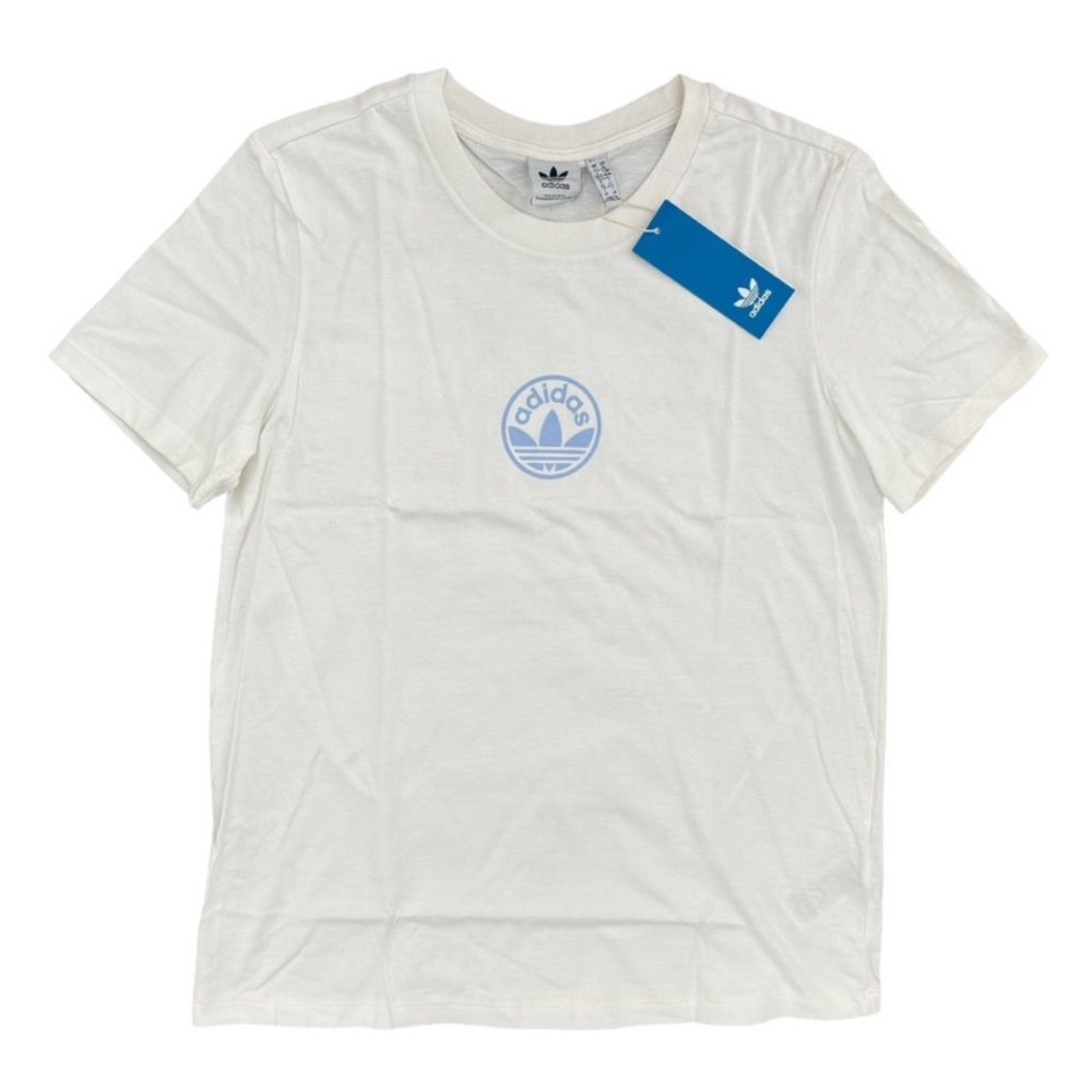 Adidas Originals Circle Trefoil Graphic T-Shirt White Blue Orange NWT Size M